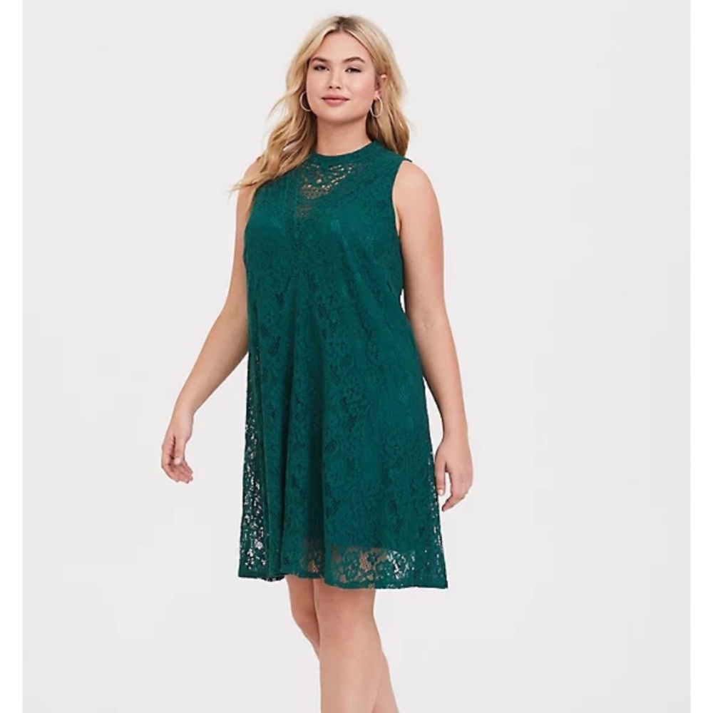 Torrid green trapeze lace dress size 1 (14/16)